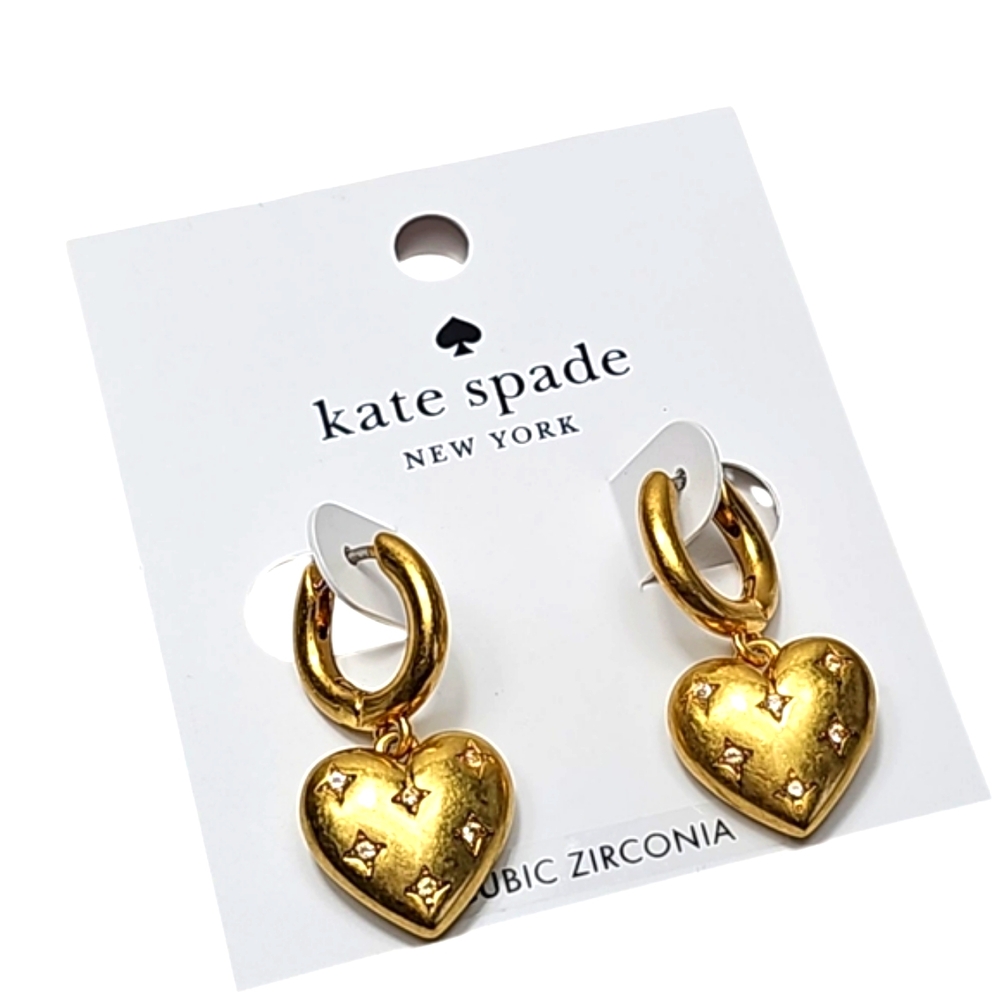 Kate Spade My Precious Gold Heart Huggies Earrings - Picture 7 of 11